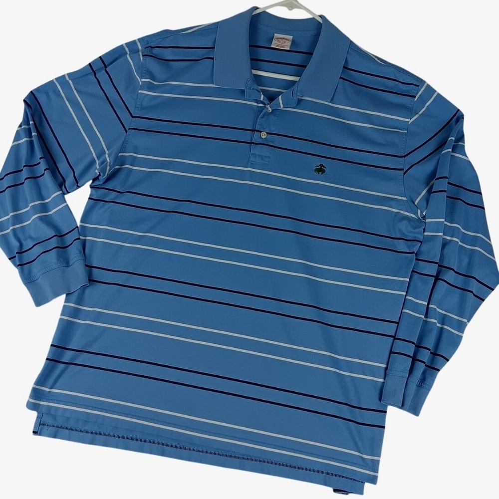 Brooks Brothers Performance Polo Men's XL Blue‎ Striped Golf Casual Preppy